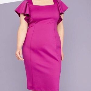 Flutter sleeve sheath dress. Lane Bryant Sz 28.